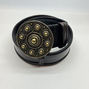 Per Se Brown Leather Belt Brass Buckle 516395 "XS" Vintage 90's
